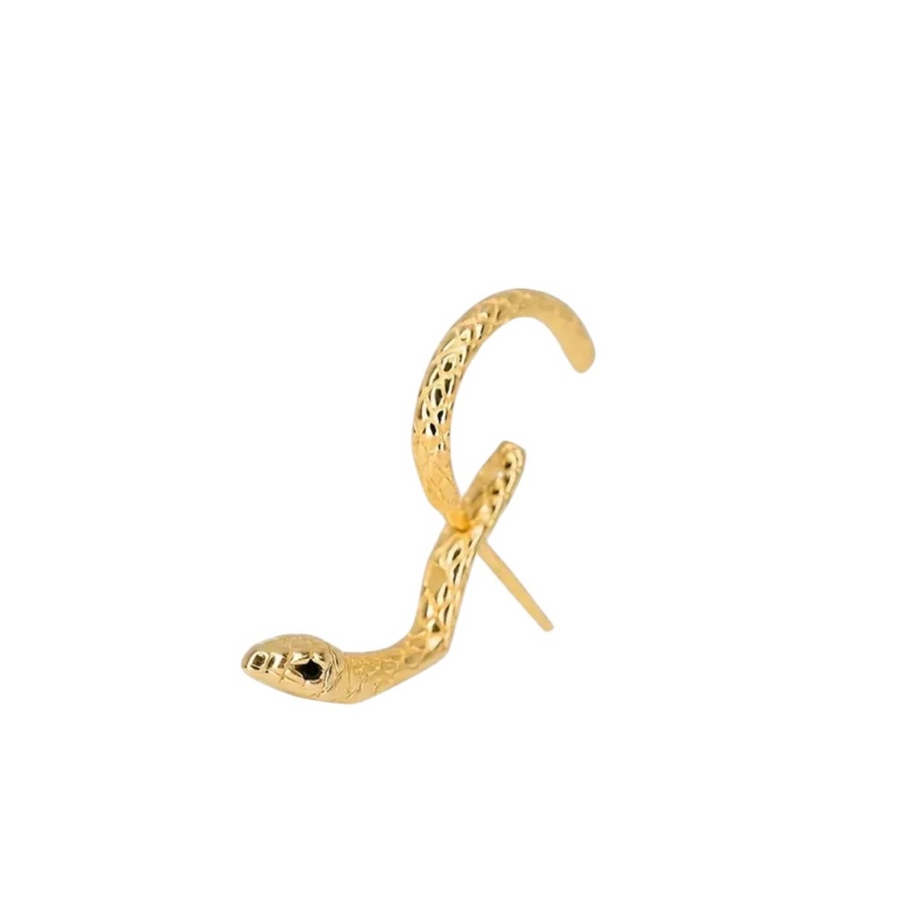 Gold Mini Sized 2 Piece Through the Ear Snake Design Earrings